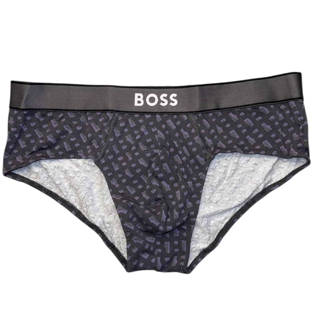 Men's Hugo Boss‎ Gray and Purple Cotton Briefs Men's Size Medium New